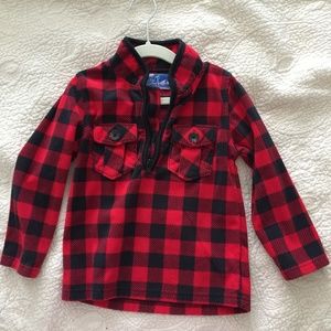 Boys Red and Black Plaid Fleece Pullover Size 4